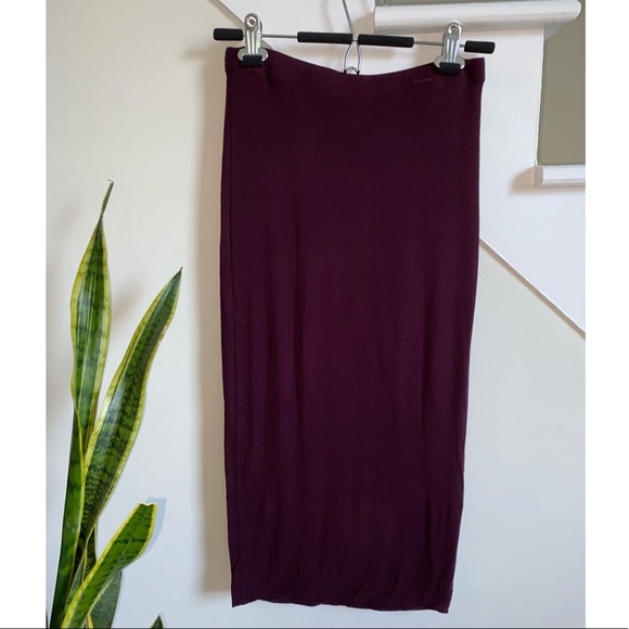 Topshop Double Layered Midi Tube Skirt (Maroon) - Picture 1 of 4